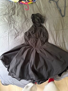 ASOS Black Backless Halter Fit-and-Flare Dress